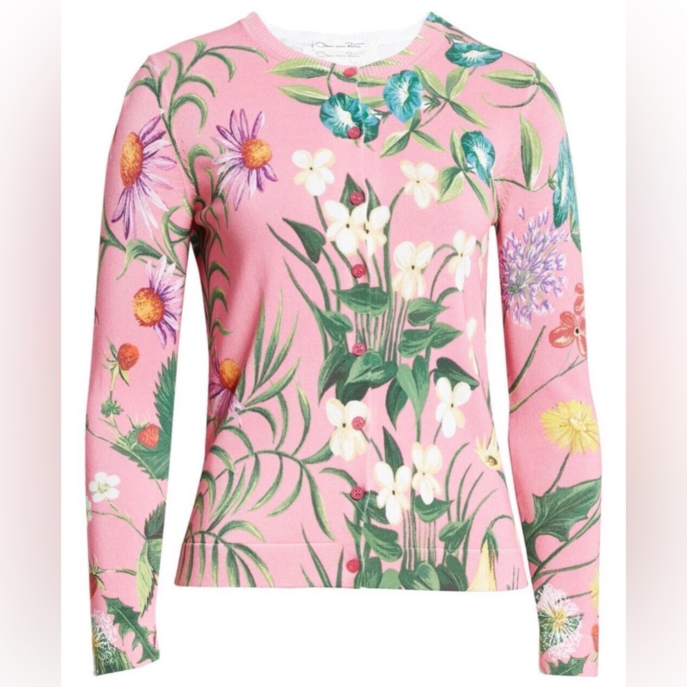Oscar de la Renta 2 pieces Floral set Tapestry cardigan in pink. retail $3400 - Picture 1 of 8